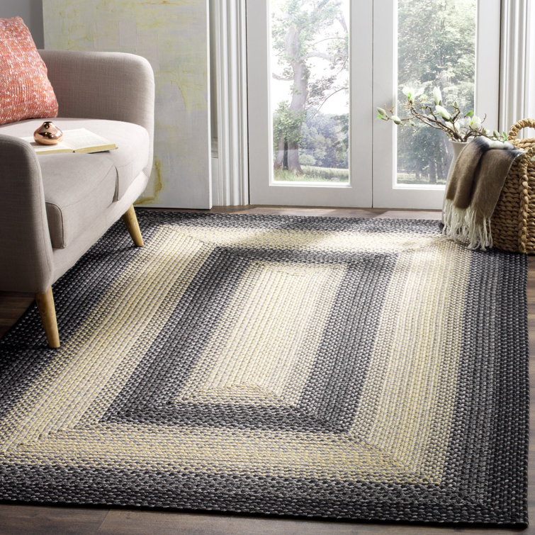 August Grove® Geometric Handmade Braided Black / Gray Area Rug